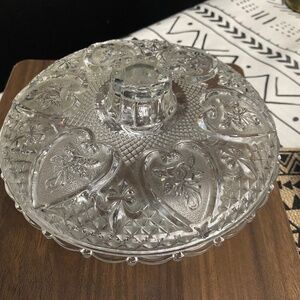 Vintage Crystal round candy dish 7”
